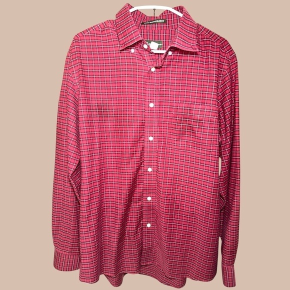 Eddie Bauer Other - Eddie Bauer men’s red long sleeve plaid button down shirt size L